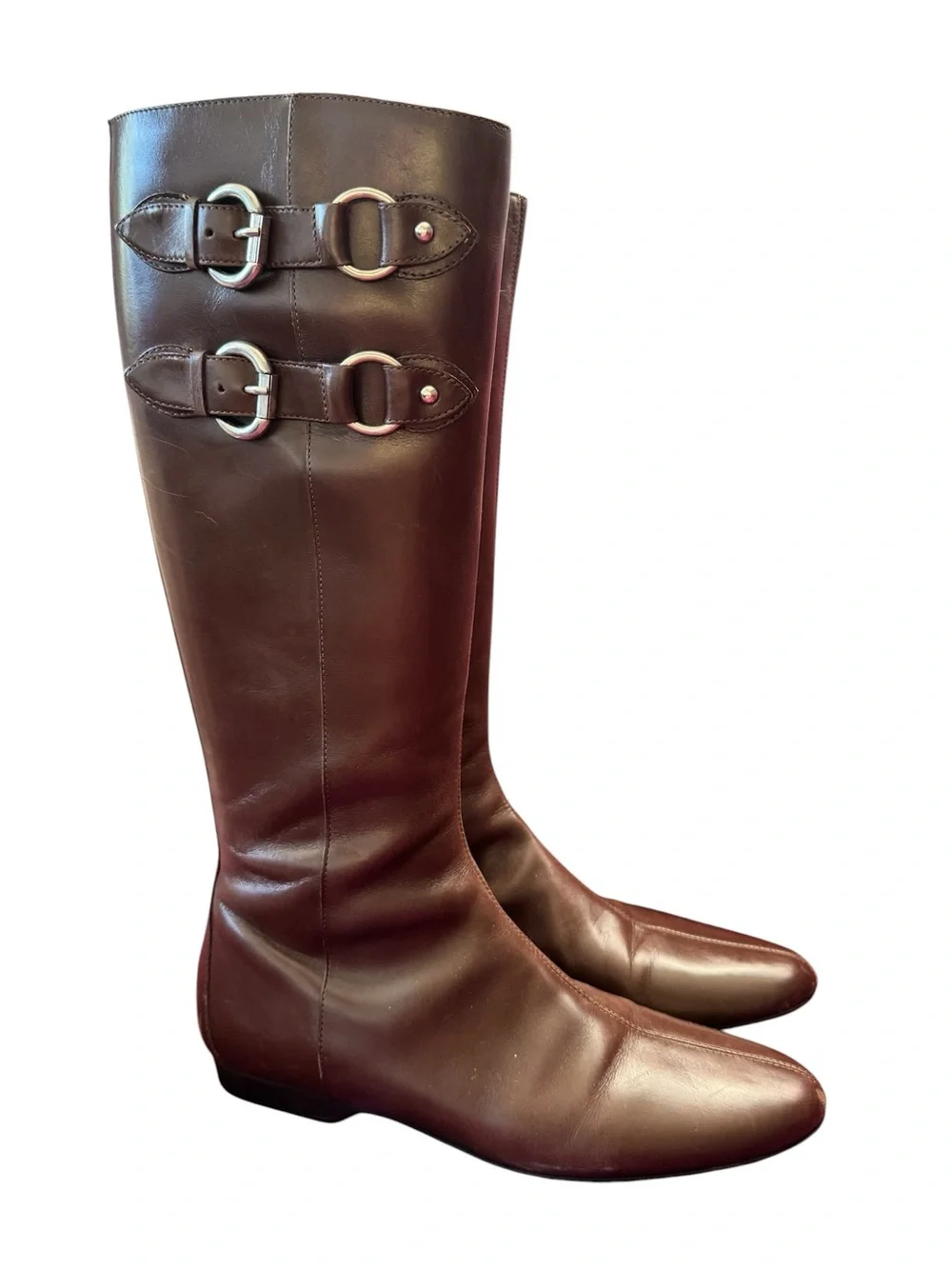 Donald J. Pliner Dark Brown Leather Knee High Equestrian Boots
